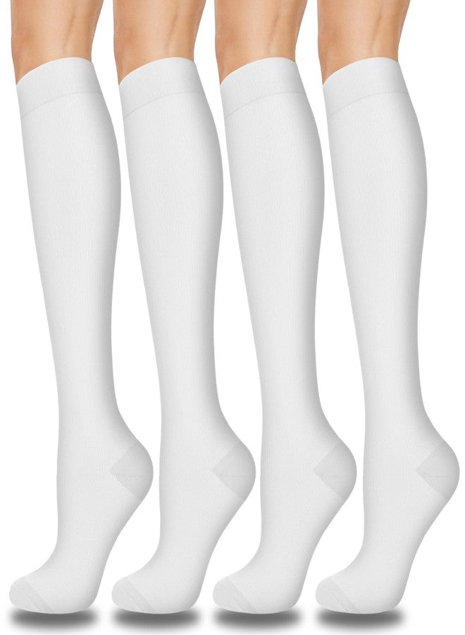 Aoliks White Compression Socks for Women & Men,15-20 mmHg Circulation Socks for Travel Support Hiking - Image 1